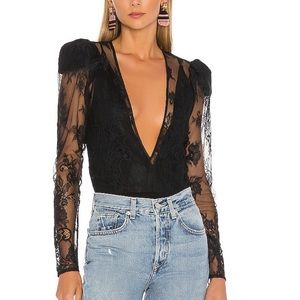 NWT Lovers + Friends Black Dexter Bodysuit XS